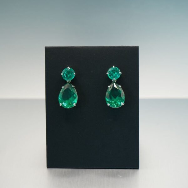 Emerald Cascade White Gold Earrings