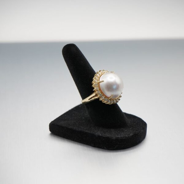 Celestial Pearl Diamond Halo Ring