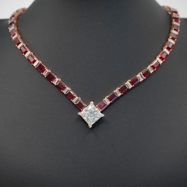 Crimson Elegance Ruby Diamond Necklace